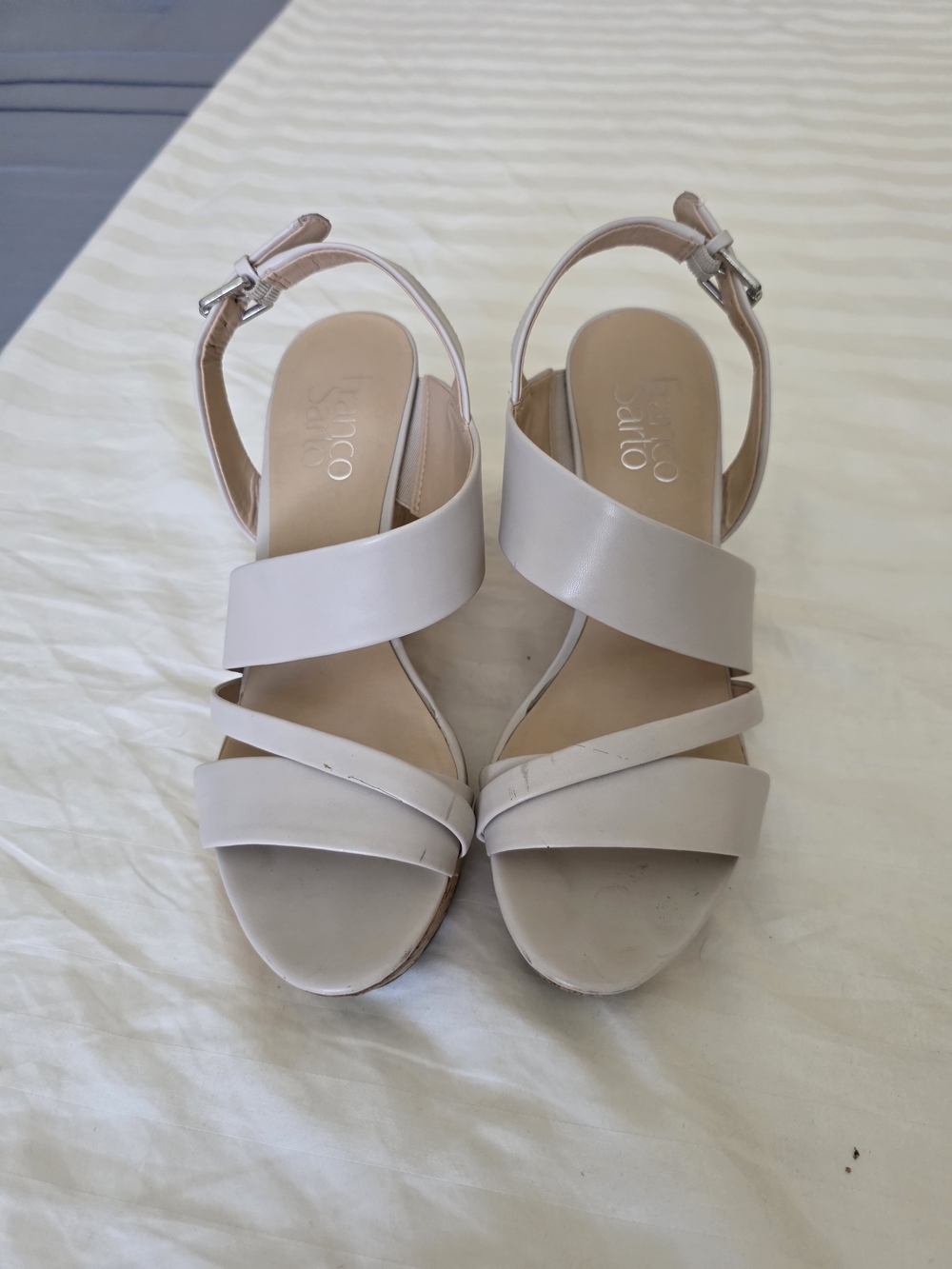 Franco Sarto Pale Taupe Strappy Slingback Sandals